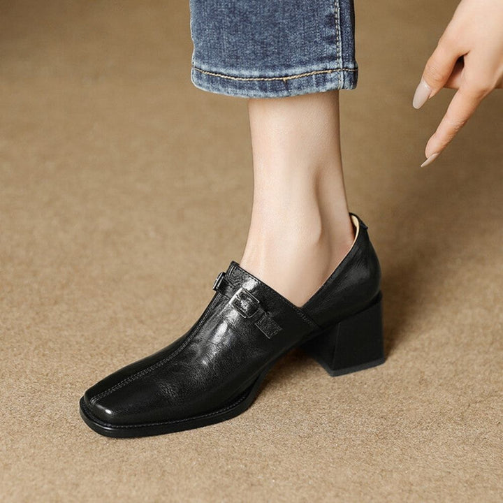 Misha - Elegantes Mocasines De Cuero Con Tacón