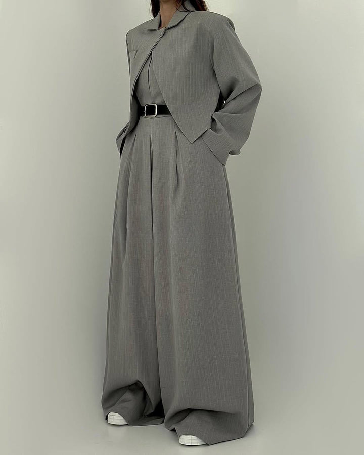 Lauralie - Conjunto Para Ir Al Trabajo Con Mono Sin Tirantes Estilo Chaqueta
