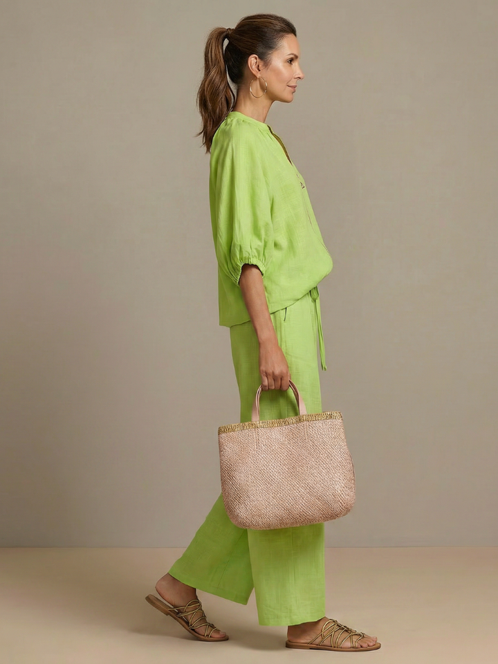 Sharina - Conjunto De Blusa Con Cremallera Y Pantalones De Pierna Ancha