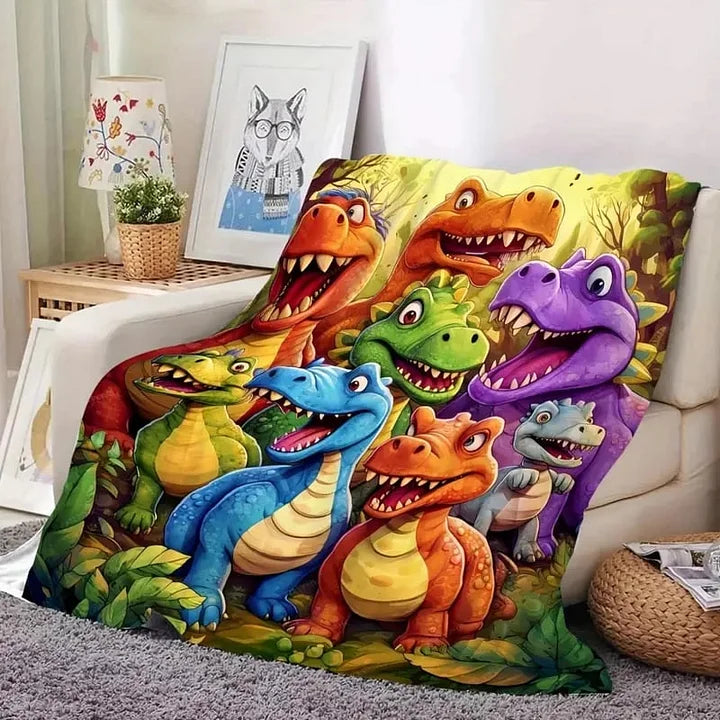 DinoSnuggle – Weiche Lustige Kuscheldecke mit Dinosauriern, HD-Digitaldruck