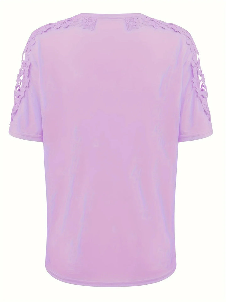 Ancuta - Elegante Verano Manga Corta Camiseta Con Encaje