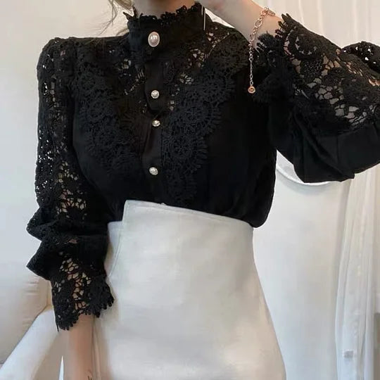 Naina - Camisa De Manga Larga Con Encaje Y Acoplamiento
