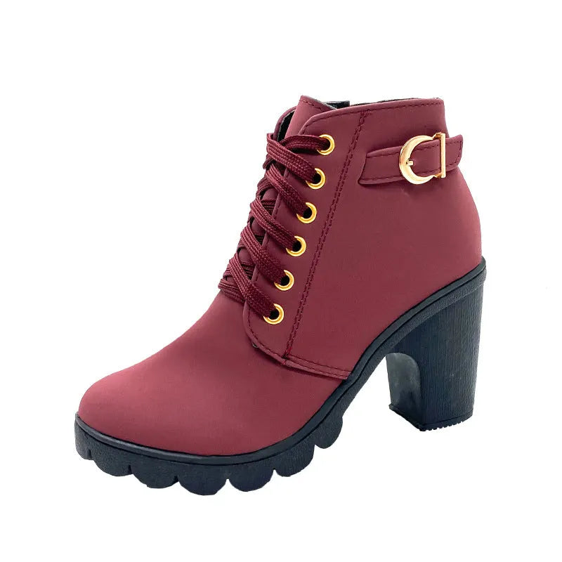 Wiltrud - Botines Con Cordones y Tacón Grueso