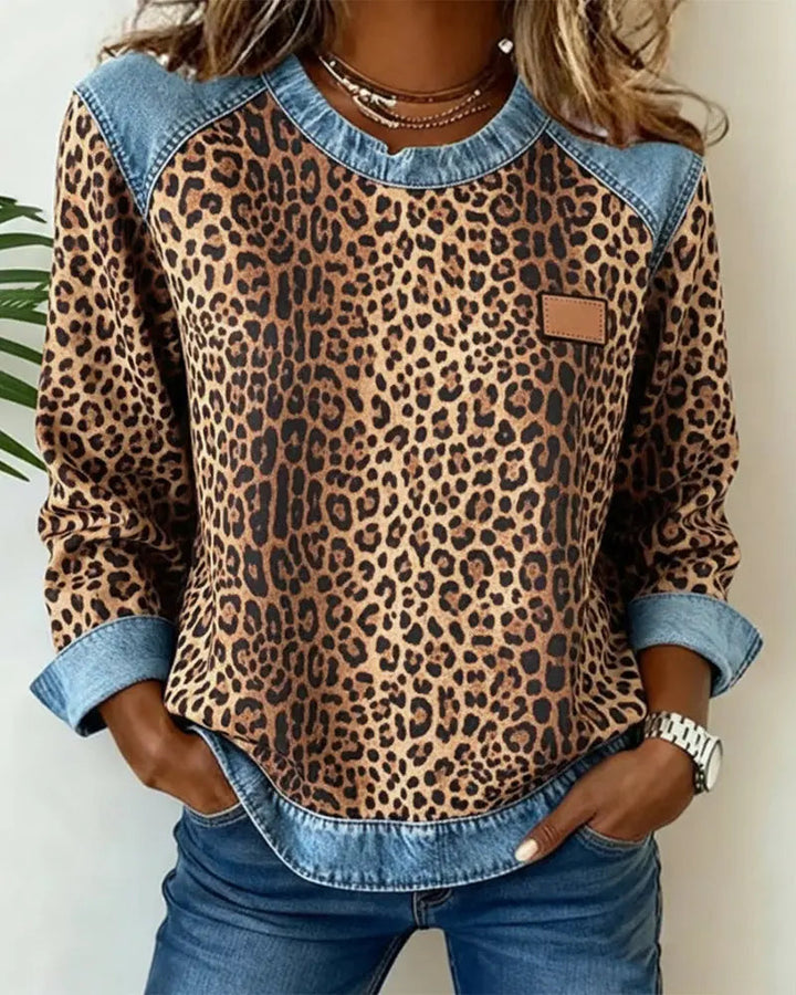 Krassimira - Top De Manga Larga Con Estampado De Leopardo