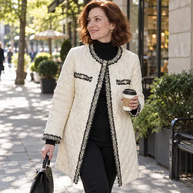 Caren - Elegante Chaqueta De Cuello Redondo