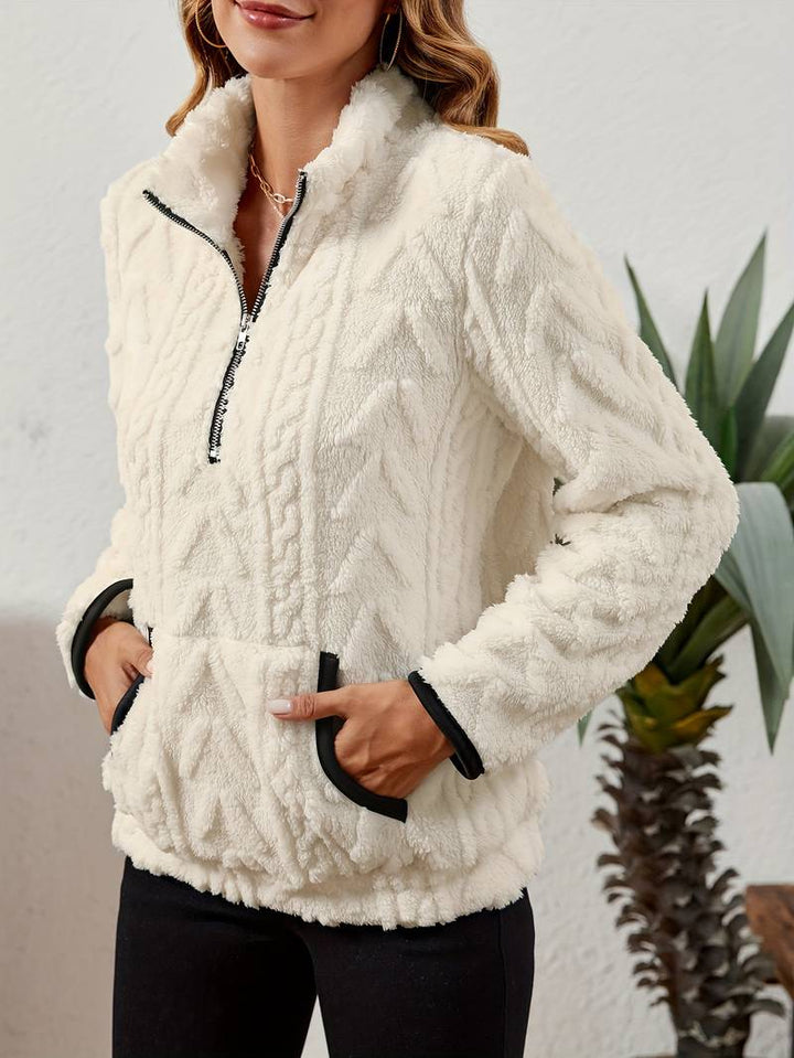 Naama - Jersey Elegante Con Medio Cremallera y Bolsillo