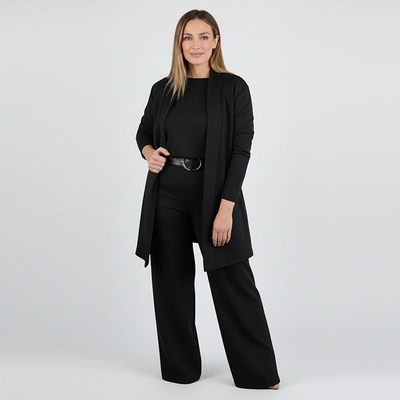Dorren - Elegante Conjunto de Tres Piezas Con Cárdigan Largo, Top y Pantalón