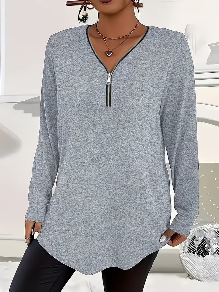 Liorah - Elegante Camisa de Manga Larga Con Cremallera
