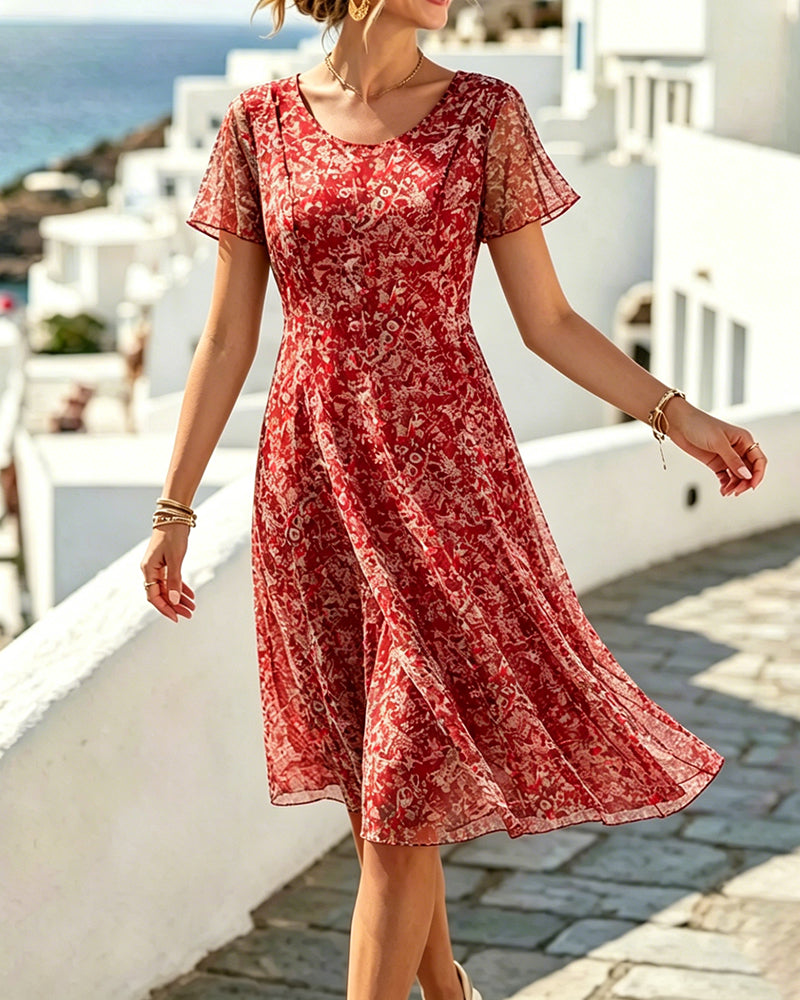 Venla - Vestido Floral De Manga Corta