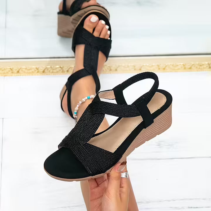 Filya - Cómodas Sandalias De Cuña Con Tiras Cruzadas