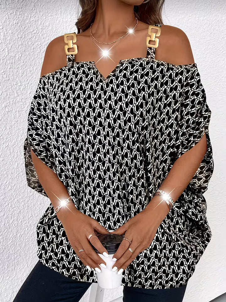 Shae - Top Informal Con Estampado y Hombros Al Aire