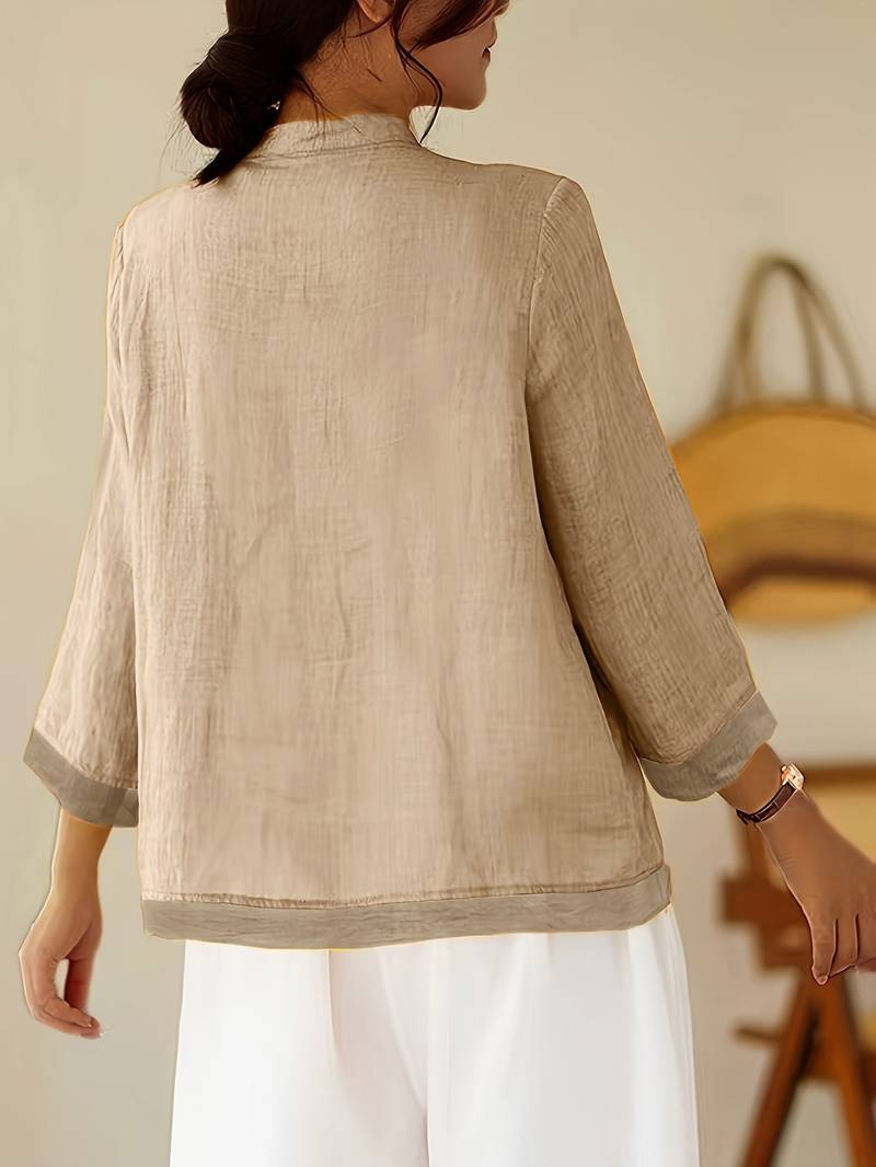 Sigal - Camisa Vintage Holgada Con Diseño de Patchwork