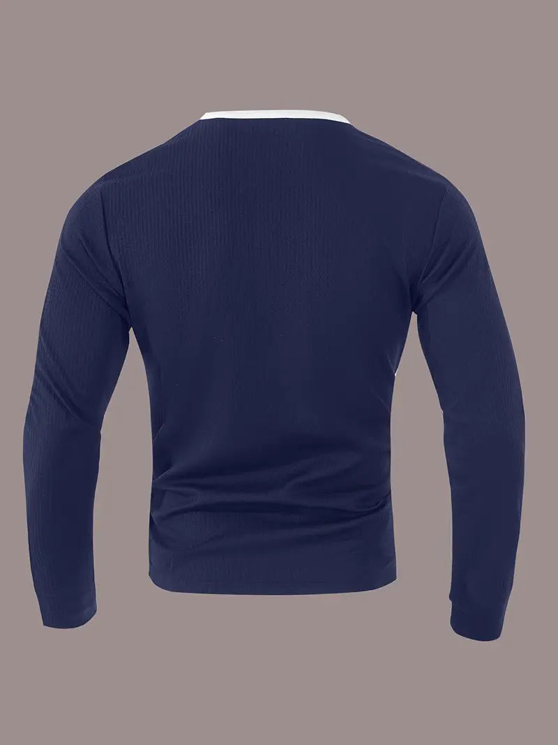 Kyran - Camisa Henley De Manga Larga Con Diseño De Gofre