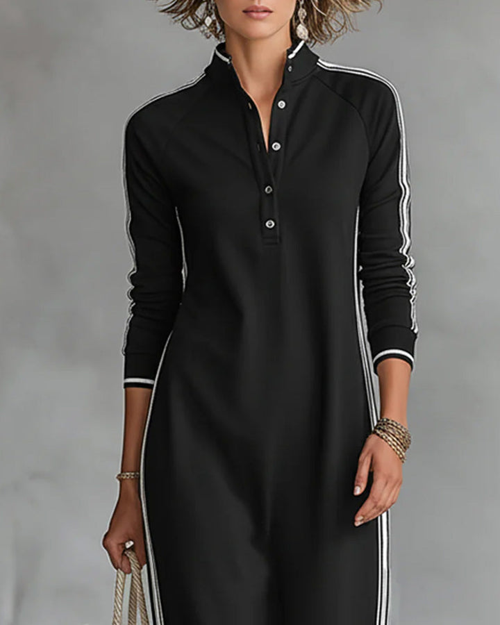 Sirilak - Vestido Con Cuello en V Y Botones en Contraste