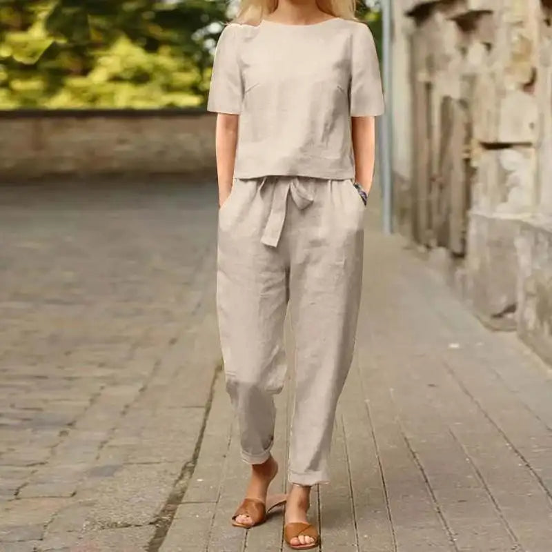 Kiyomi - Conjuntos de Pantalón y Blusa de Manga Corta