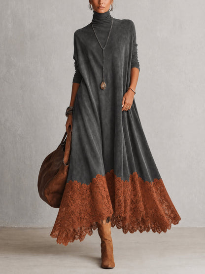 Albria - Vestido Largo de Manga Larga con Estilo Vintage