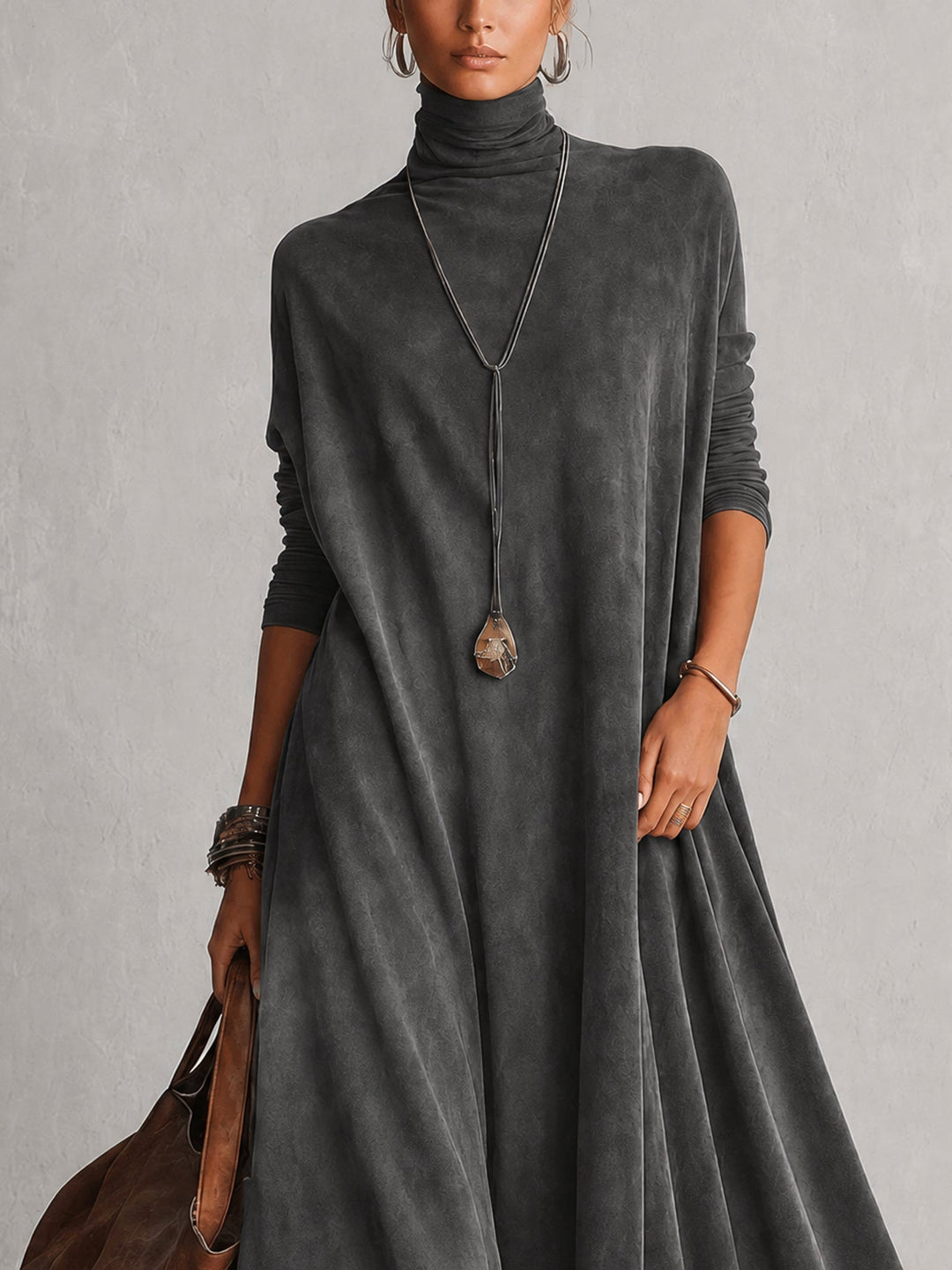 Albria - Vestido Largo de Manga Larga con Estilo Vintage