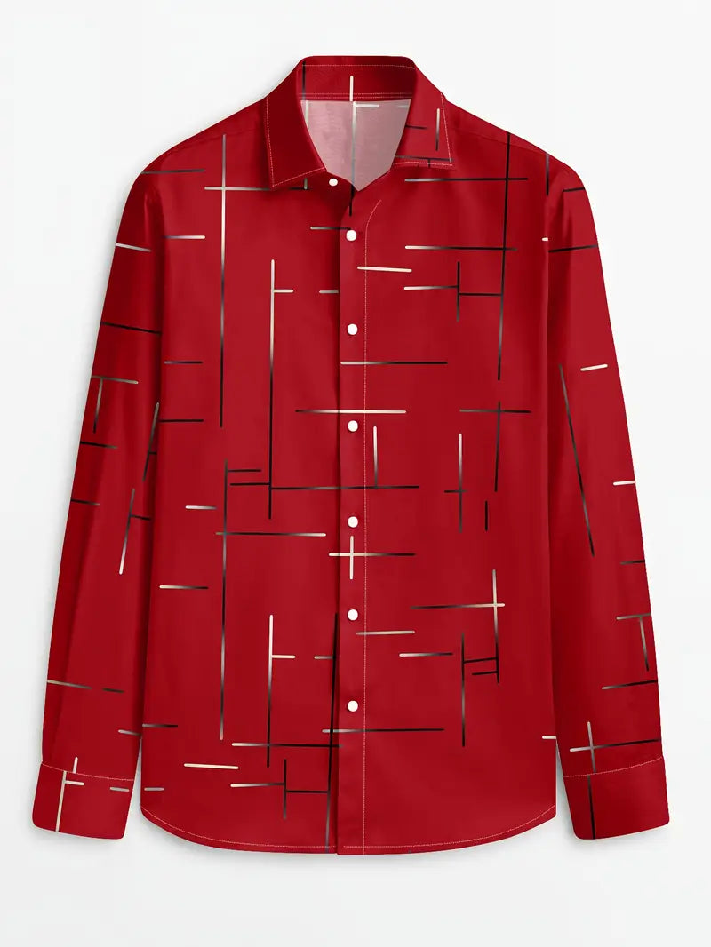 Nerio - Camisa De Manga Larga Con Estampado Geométrico