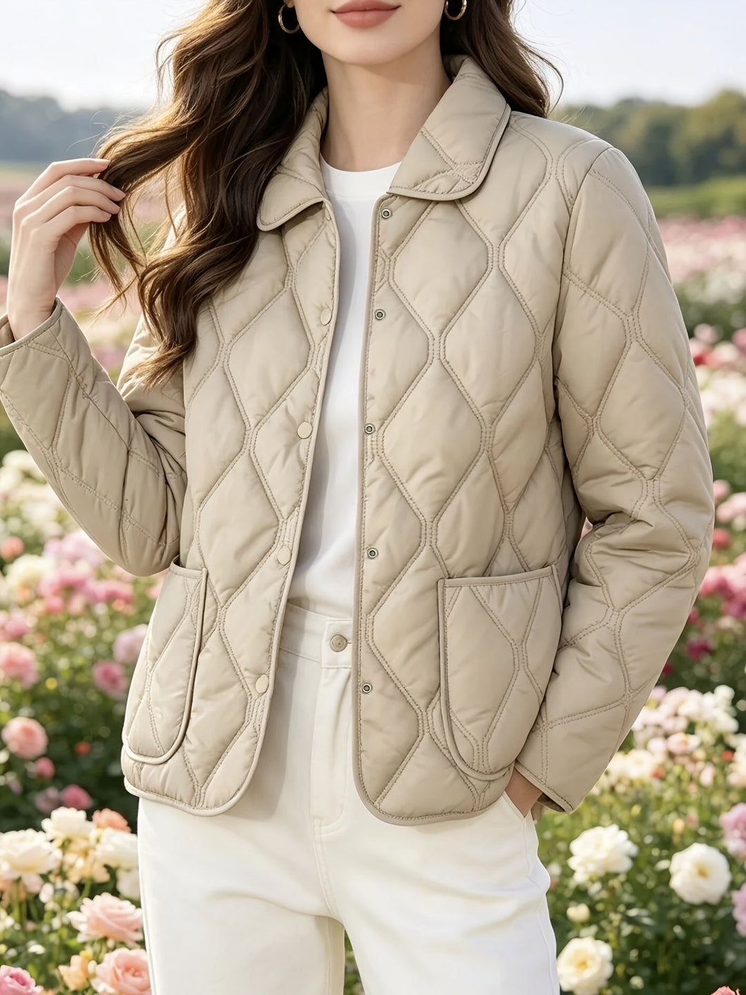 Laurelle - Chaqueta Acolchada De Corte Holgado, Elegante Y Chic