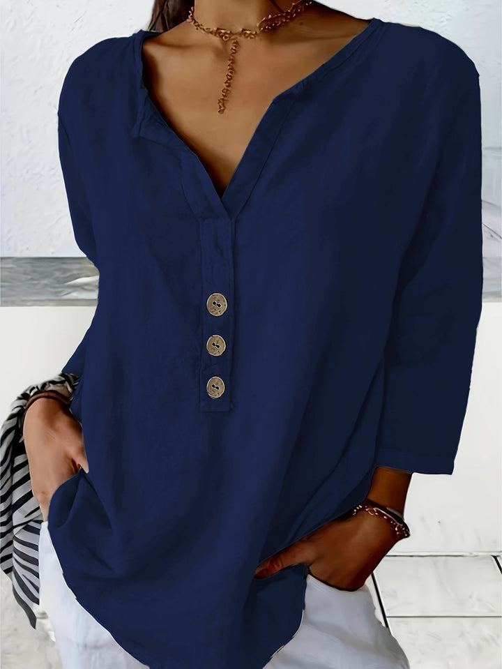 Mykaela - Blusa Informal De Algodón Y Lino