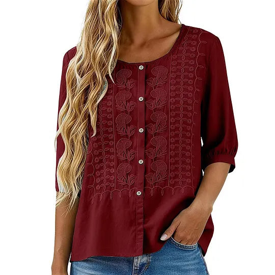 Andreza - Blusa De Algodón Con Botones