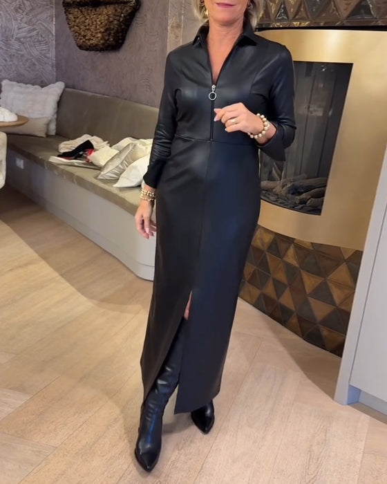 Laila - Vestido Moderno De Cuero Sintético Con Cremallera