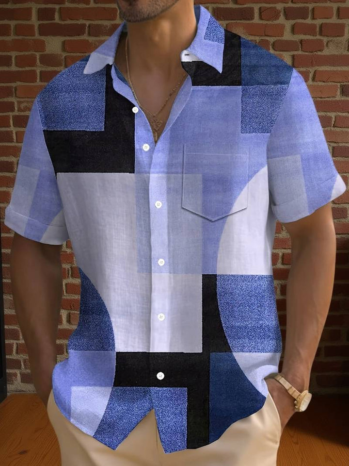 Boucher - Camisa De Manga Corta Con Estampado Geométrico Vintage Y Botones