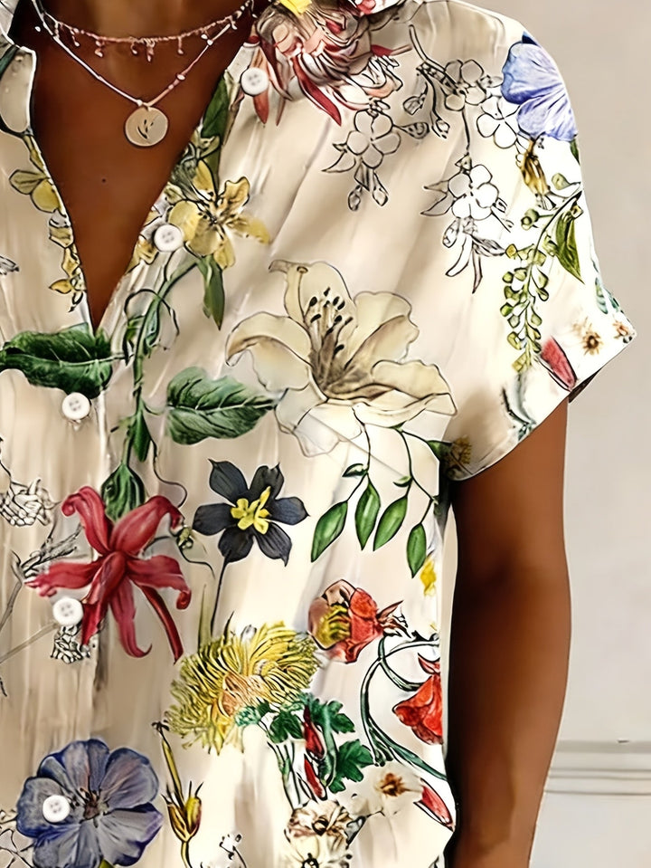 Nabilah - Camiseta Informal De Manga Corta Con Estampado Floral