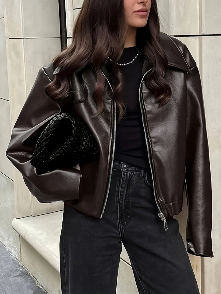 Thida - Chaqueta Con Cremallera De Cuero Sintético