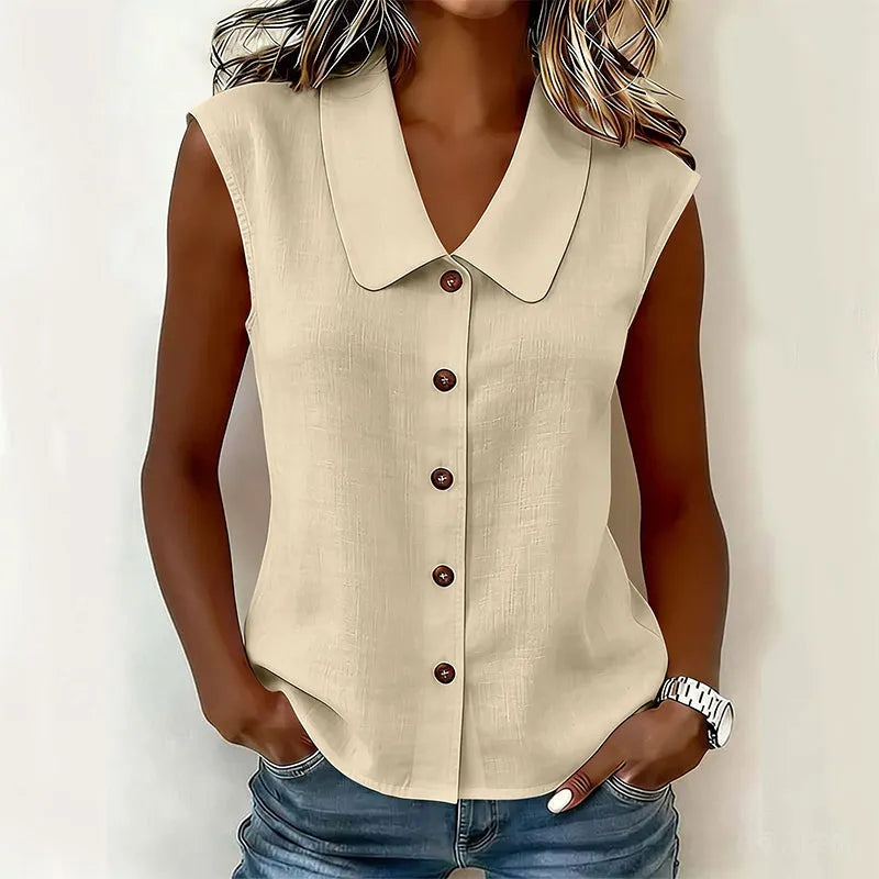 Chisato - Camisa Con Cuello en V Y Botones