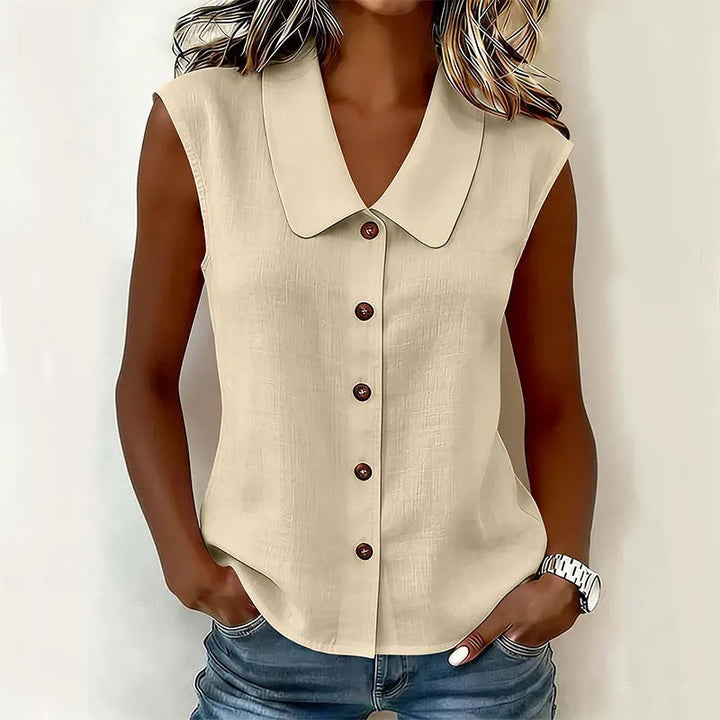 Chisato - Camisa Con Cuello en V Y Botones