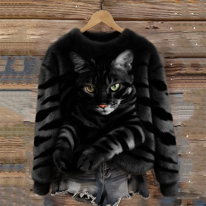 Jules - Sudadera De Felpa Suave Con Estampado De Gato Atigrado y Tigre