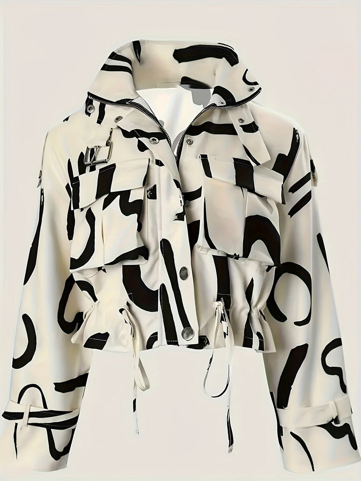 Fredely - Chaqueta Con Cordón en La Cintura Y Múltiples Bolsillos