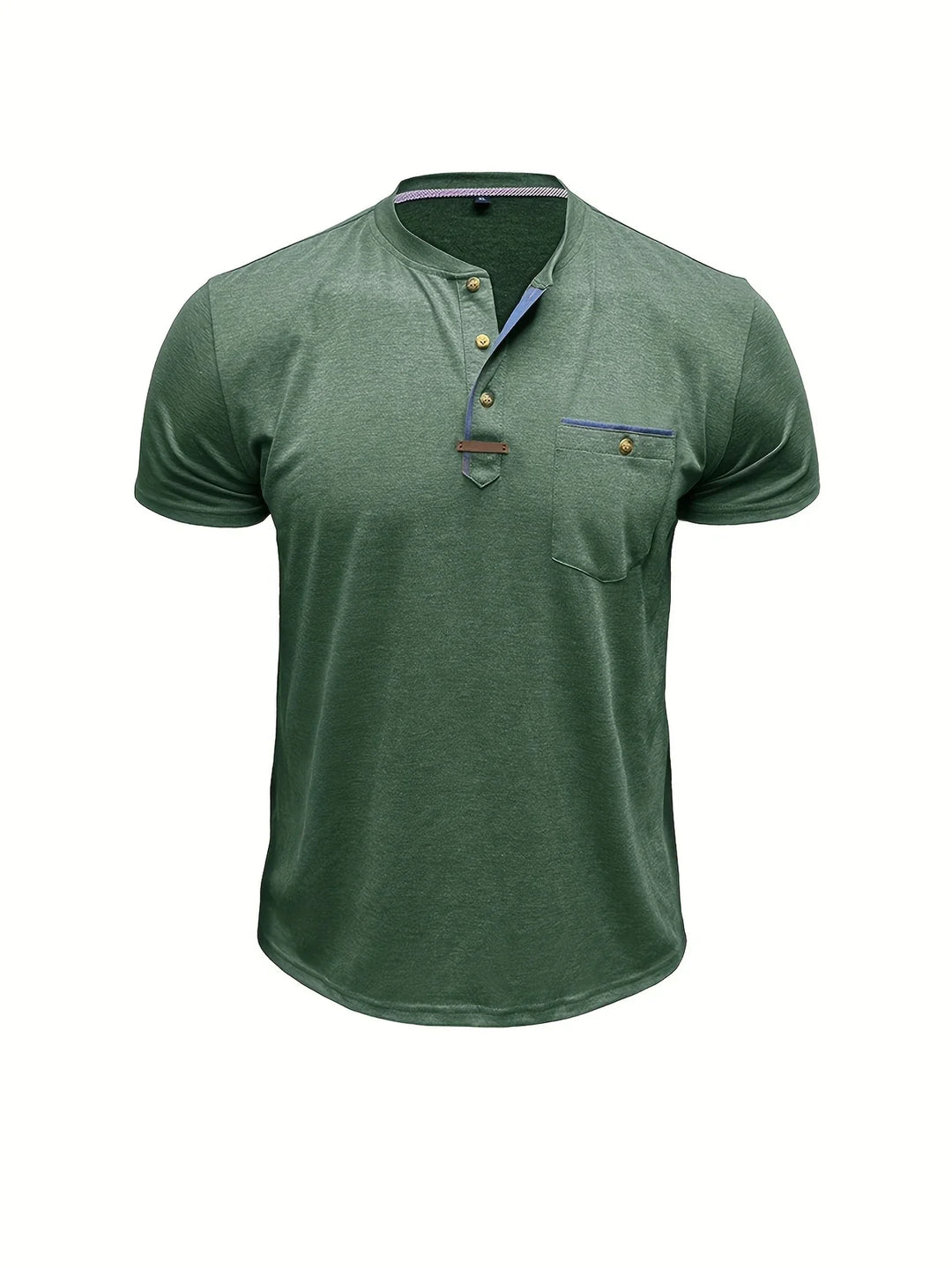 Saxon - Camiseta Elegante De Cuello Redondo Con Bolsillo
