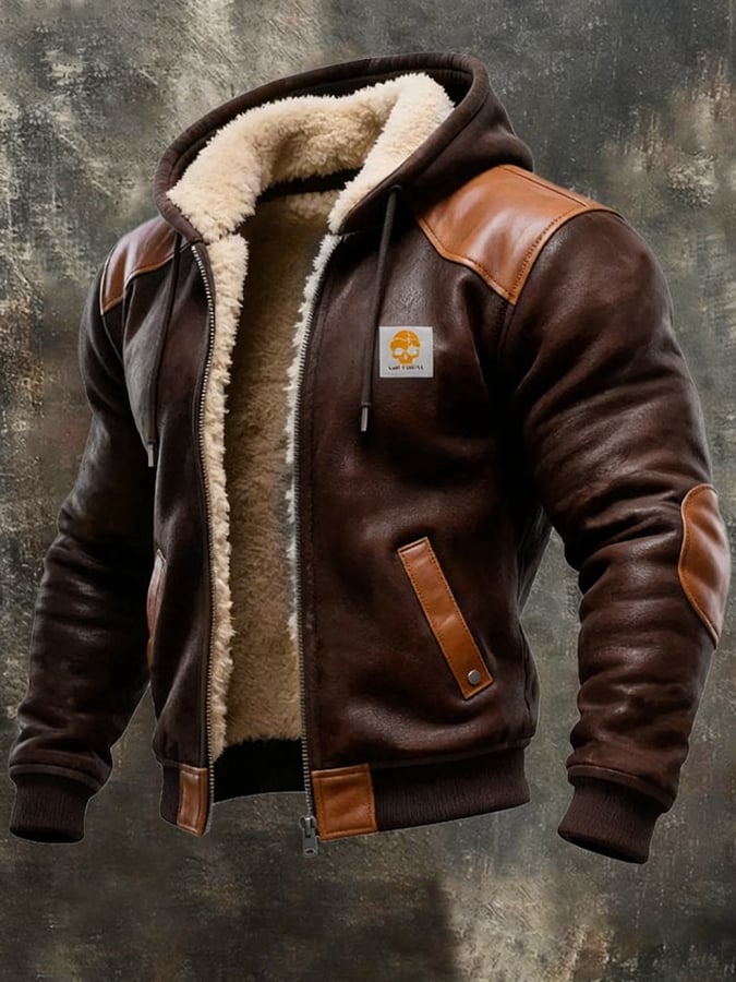 Francois - Chaqueta Vintage De Ante Con Capucha