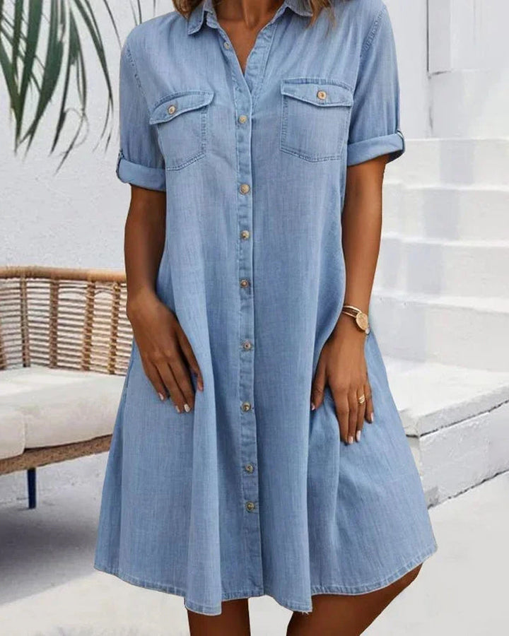 Joanna - Vestido Midi de Manga Corta