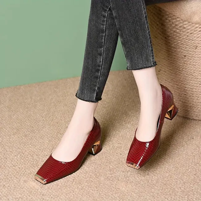 Merja - Zapatos De Salón Con Estampado De Piel De Serpiente Y Tacón Grueso