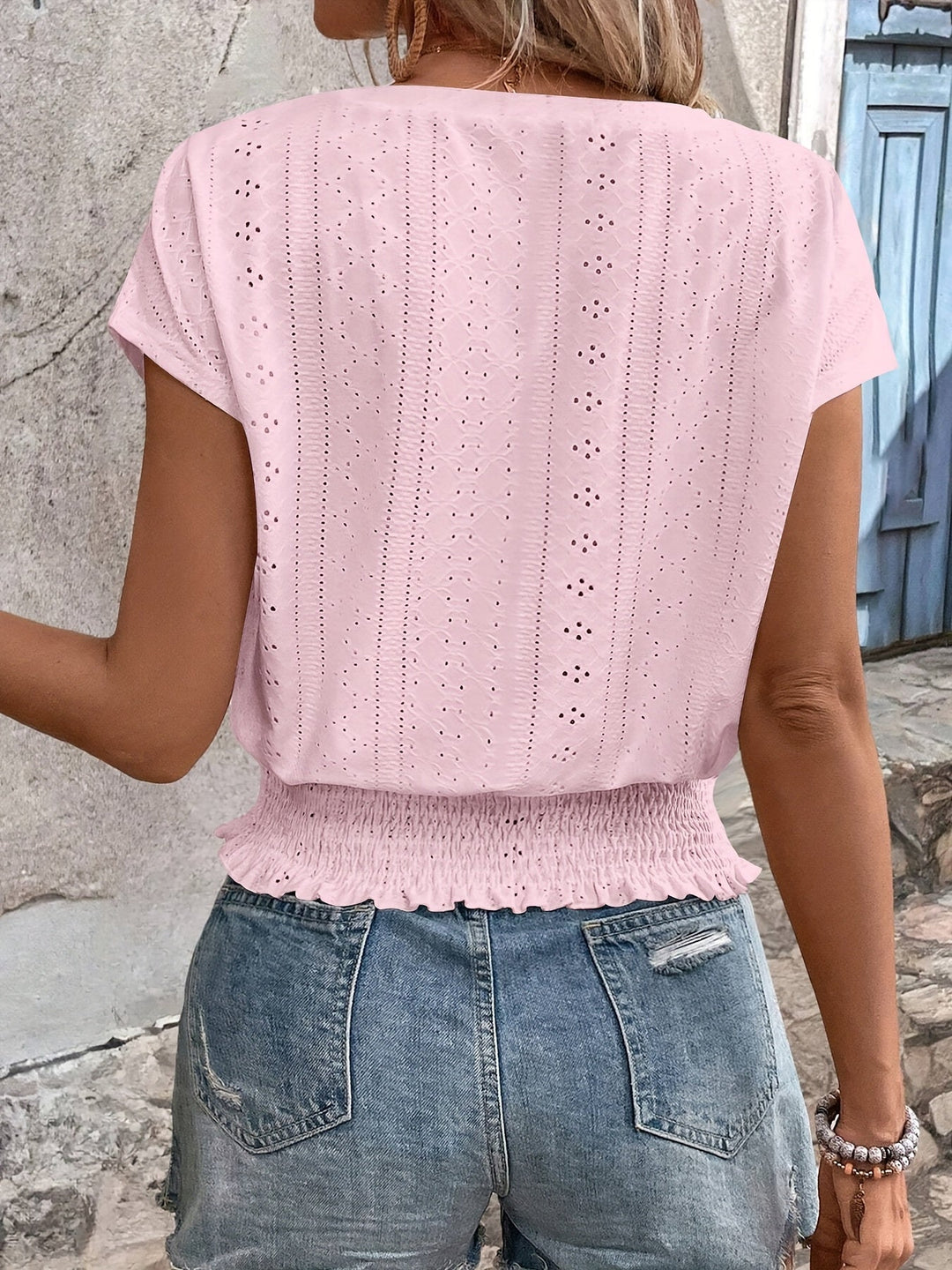 Delores - Elegante Camiseta Con Cuello En V Y Mangas Murciélago