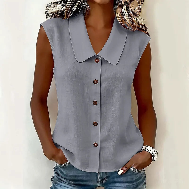 Chisato - Camisa Con Cuello en V Y Botones