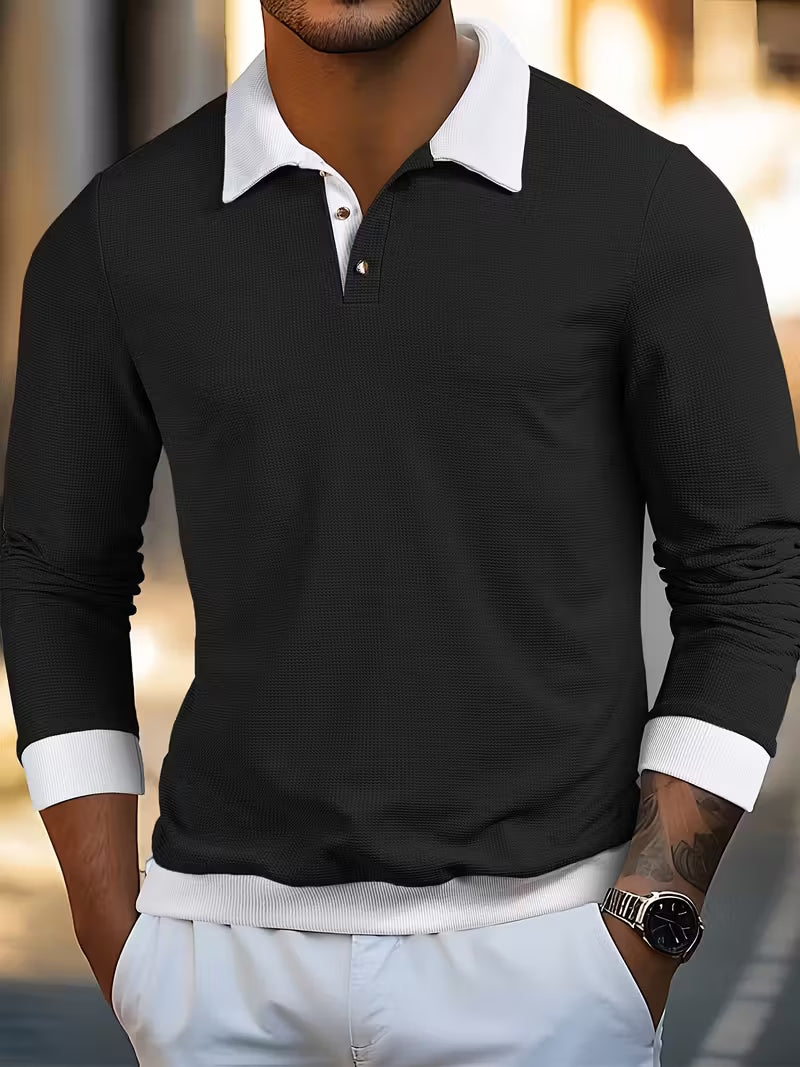 Gennady - Camisa De Punto Gofre Texturizado Con Cuello En Contraste