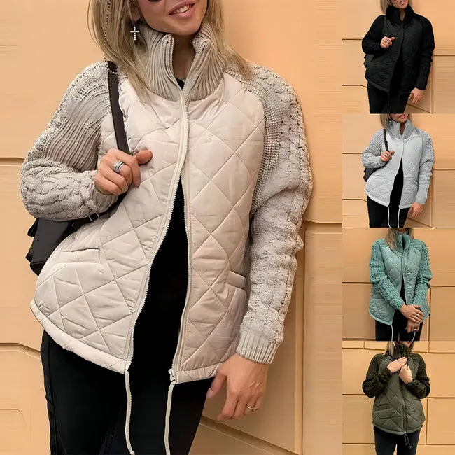Karoliina - Chaqueta De Plumón De Punto en Estilo Patchwork