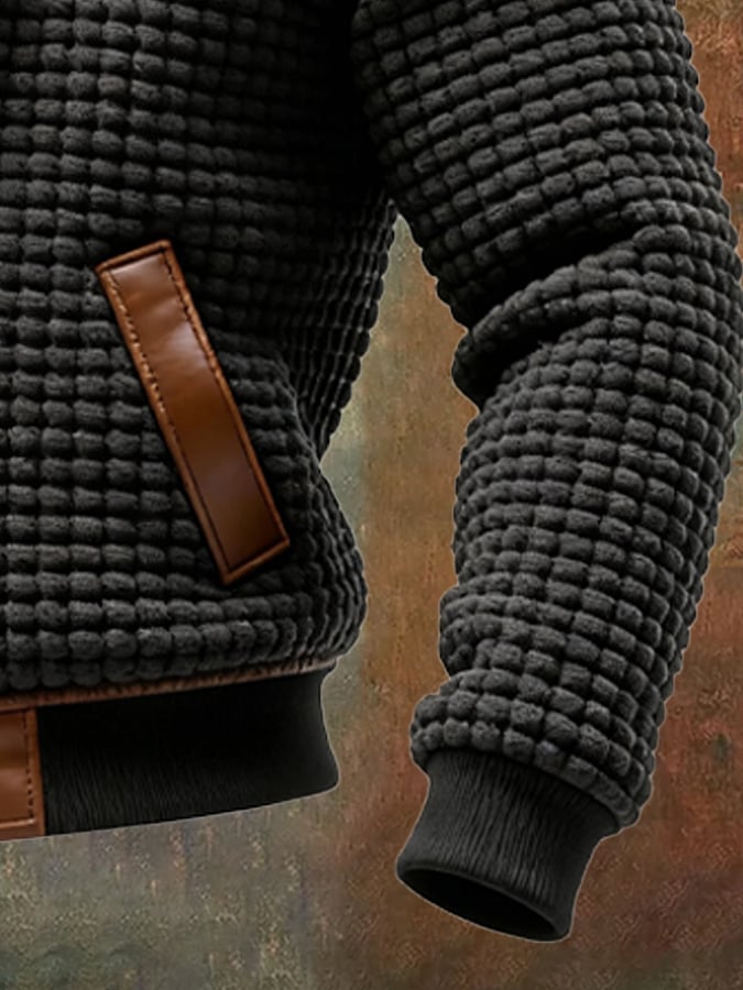 Giovanni - Chaqueta De Cuero a Cuadros Con Capucha