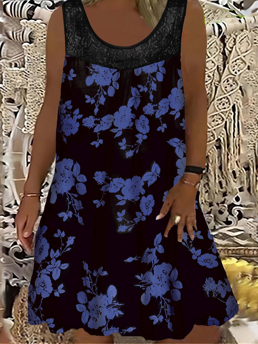 Samudri - Vestido Largo Holgado Sin Mangas y Con Cuello Redondo