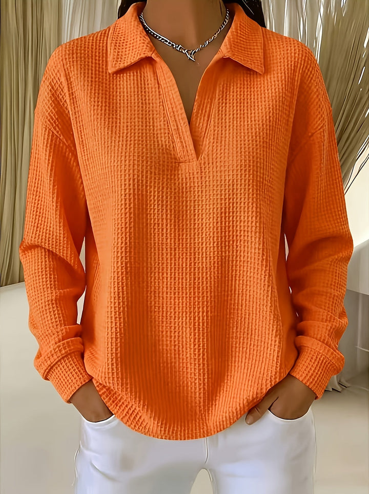 Nastya - Elegante Camisa Con Cuello Polo Y Tejido De Gofre
