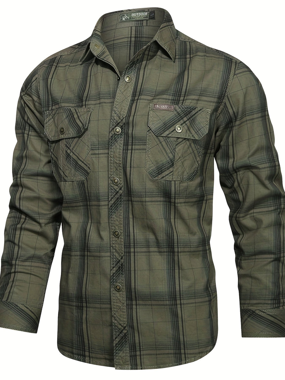 Thimos - Camisa de Manga Larga a Cuadros con Múltiples Bolsillos