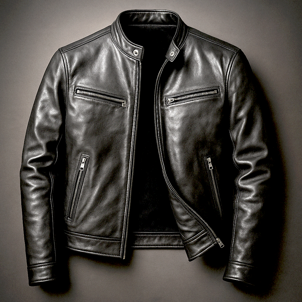Jaromir - Chaqueta Vntage De Cuero Con Cremallera