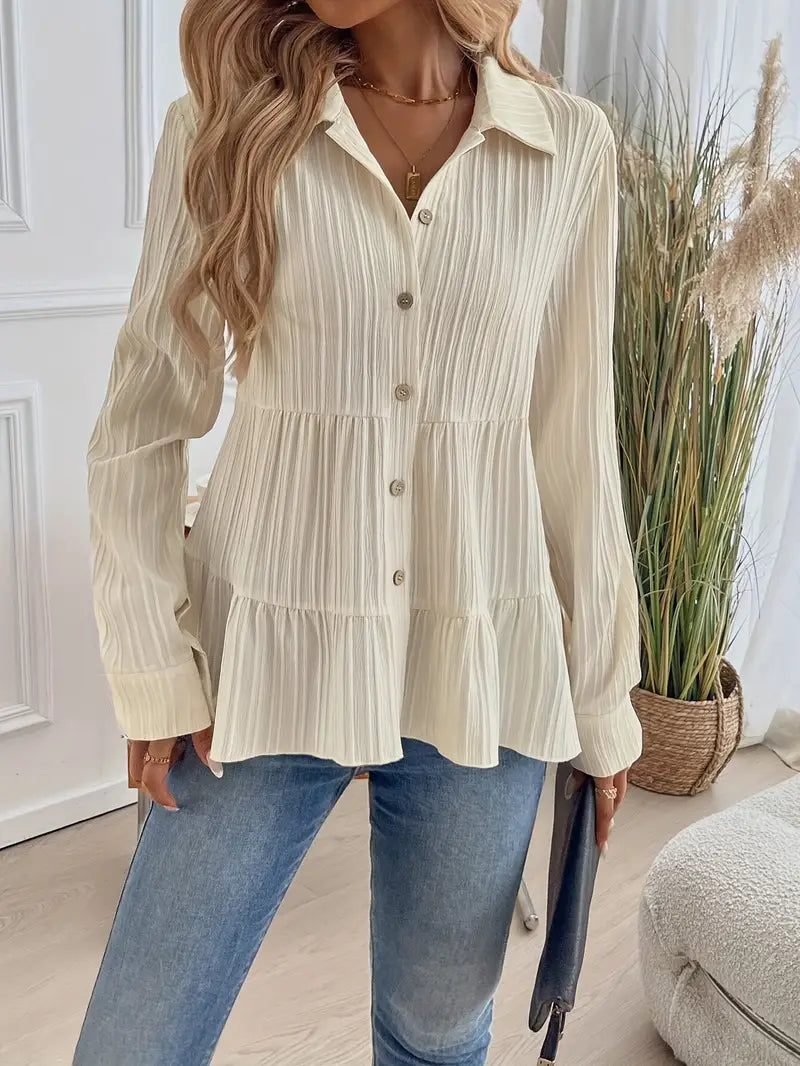 Majlinda - Elegante Camisa De Manga Larga Con Botones