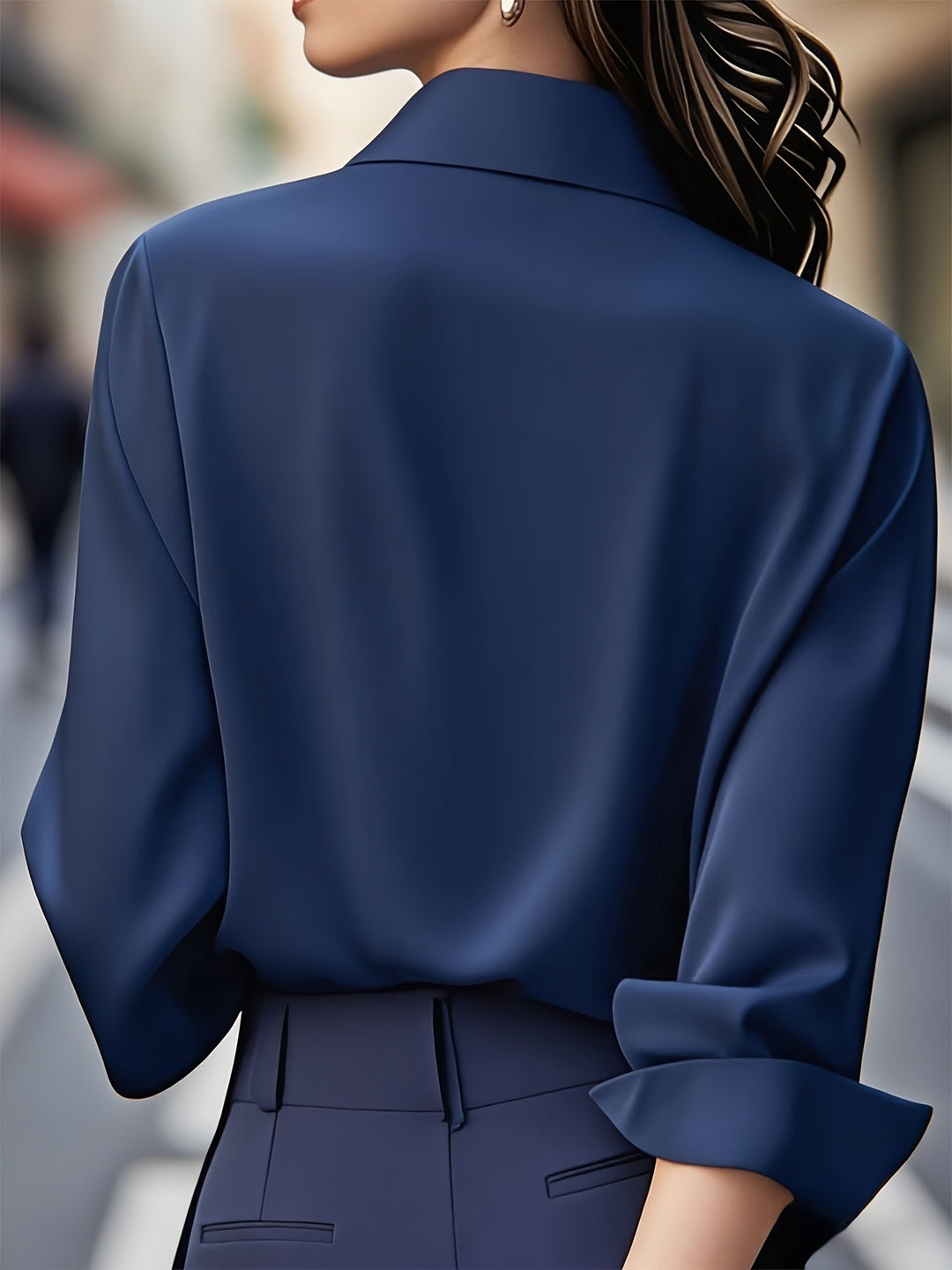 Elenochka - Elegante Camisa Abotonada De Manga Larga