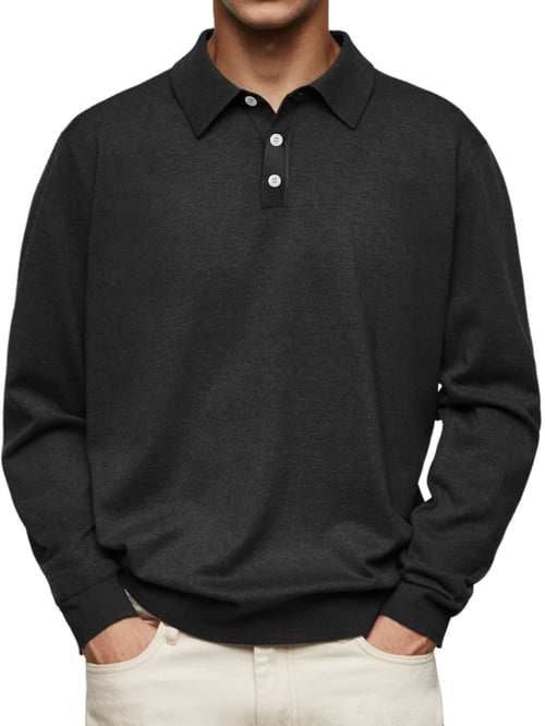 Dalvin - Casual y Cómodo Polo de Manga Larga Camisa