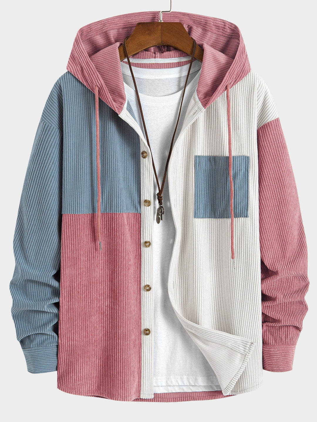 Elonzo - Camisa Con Capucha De Pana Con Bloques De Color